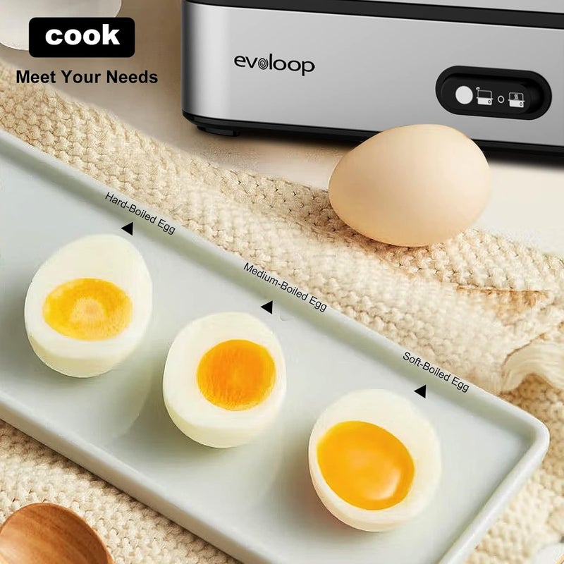evoloop Rapid Egg Cooker Electric 6 Eggs Capacity, Soft, Medium, Hard Boiled, Poacher, Omelet Maker Egg Poacher With Auto Shut-Off, BPA Free - Image 2